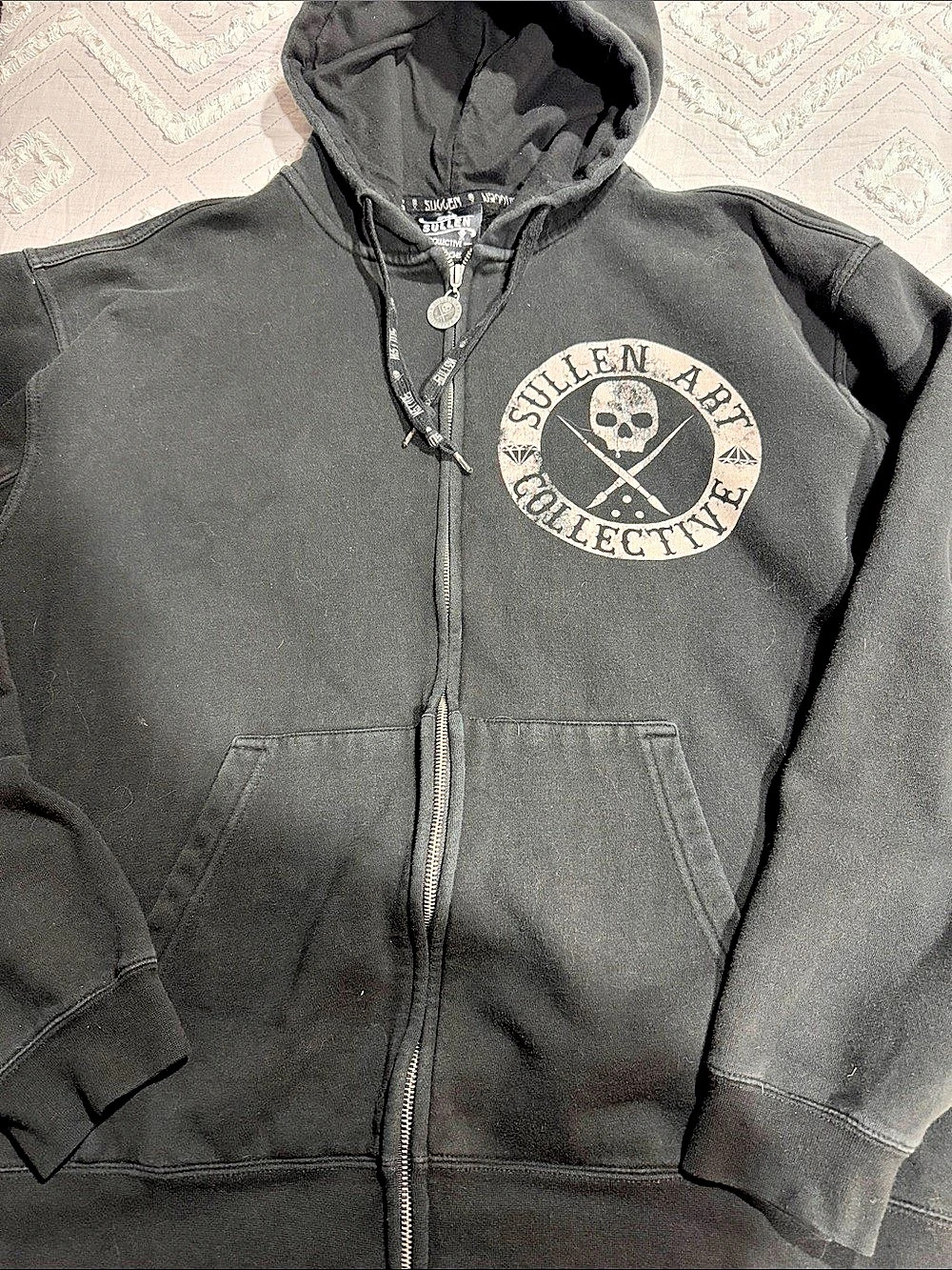 Sullen Art Collective Emblem Full Zip Hoodie Black & White XL